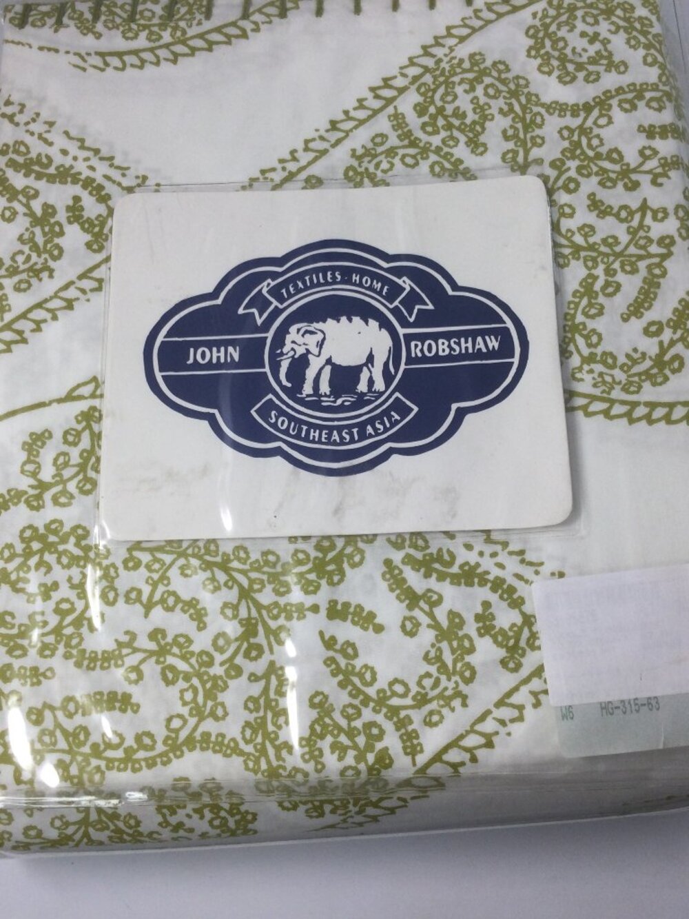 John Robshaw Ludoli Cotton Queen Duvet Cover Green White Paisley 92" x 92"